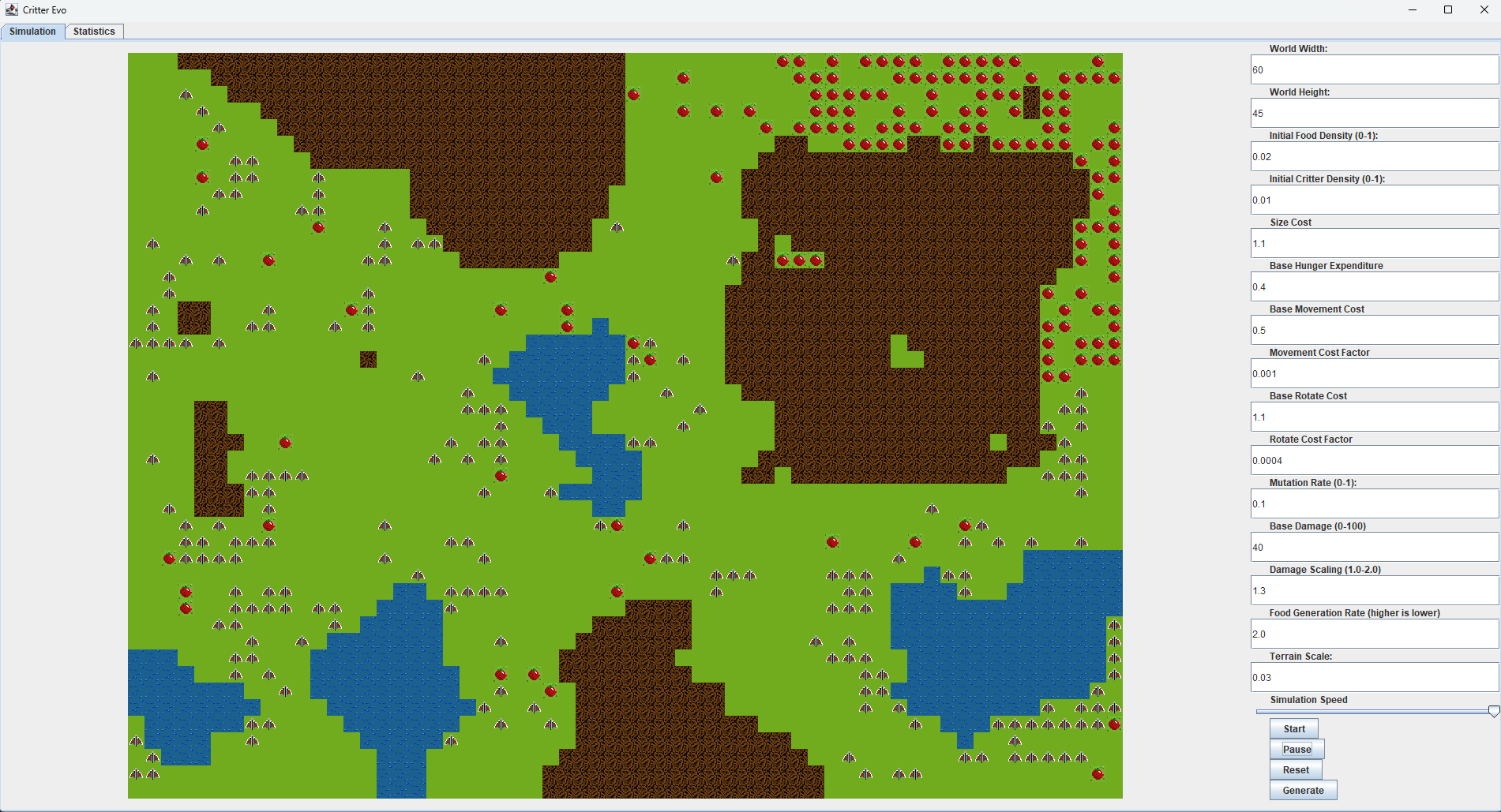 CritterEvo - Artificial Life Simulator Project Screenshot